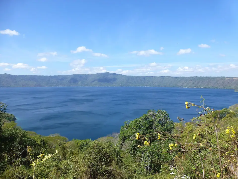 Laguna de Apoyo seen from a lookout on its eastern rim