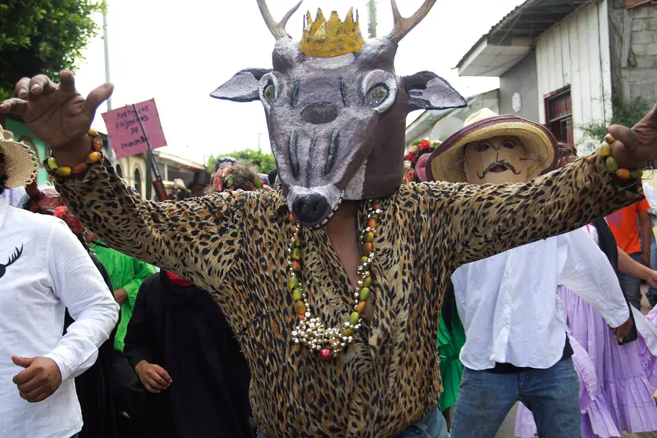 A Torovenado dancer in a deer mask in Masaya